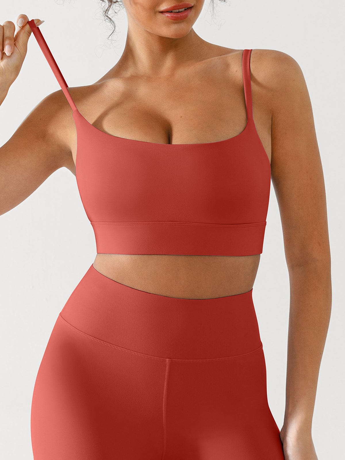 Vractive Mineral Red breathable adjustable support sports bra front view