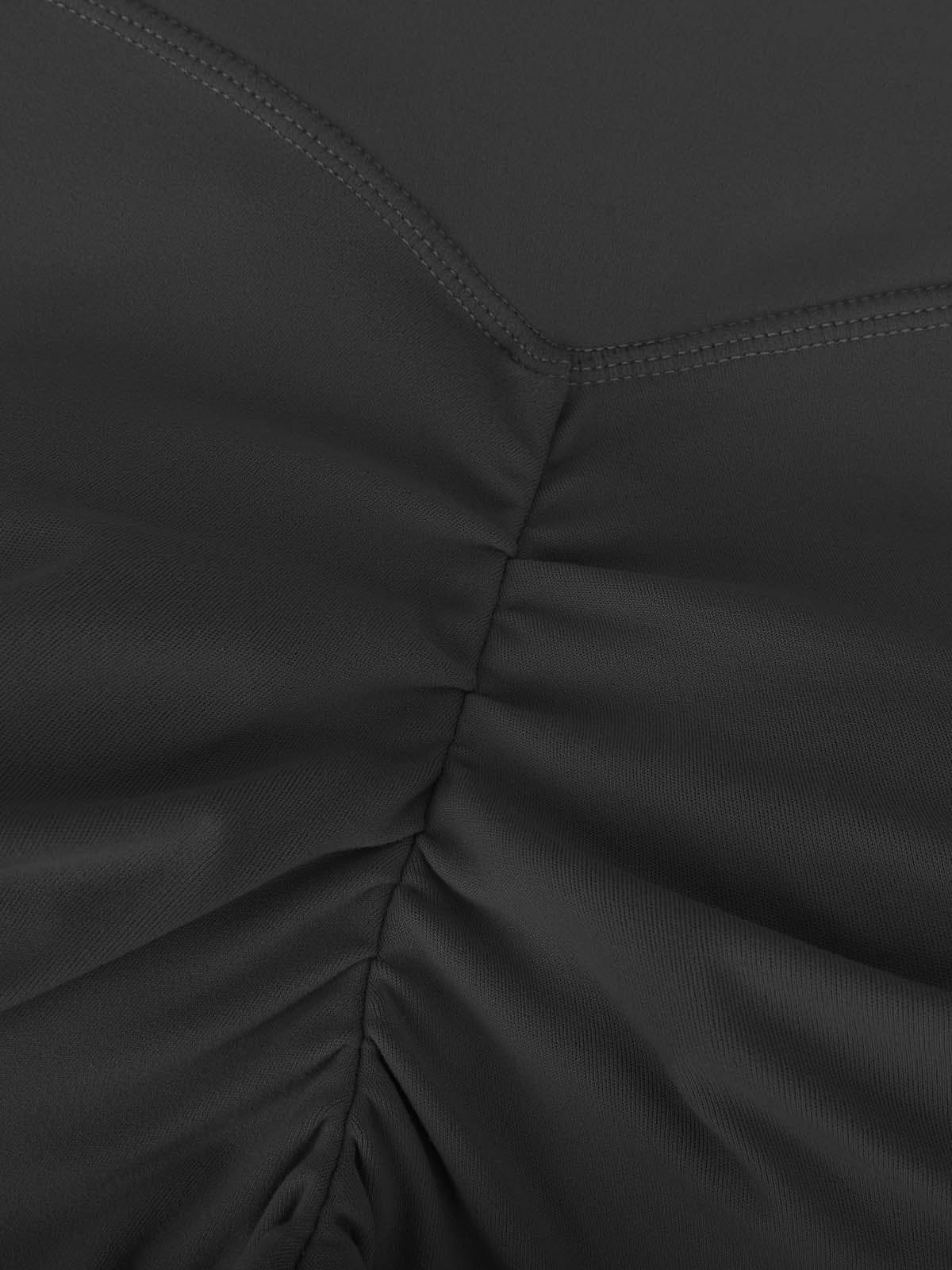 Close-up of the reinforced flatlock stitching on Standard Black Vractive gym leggings for durability