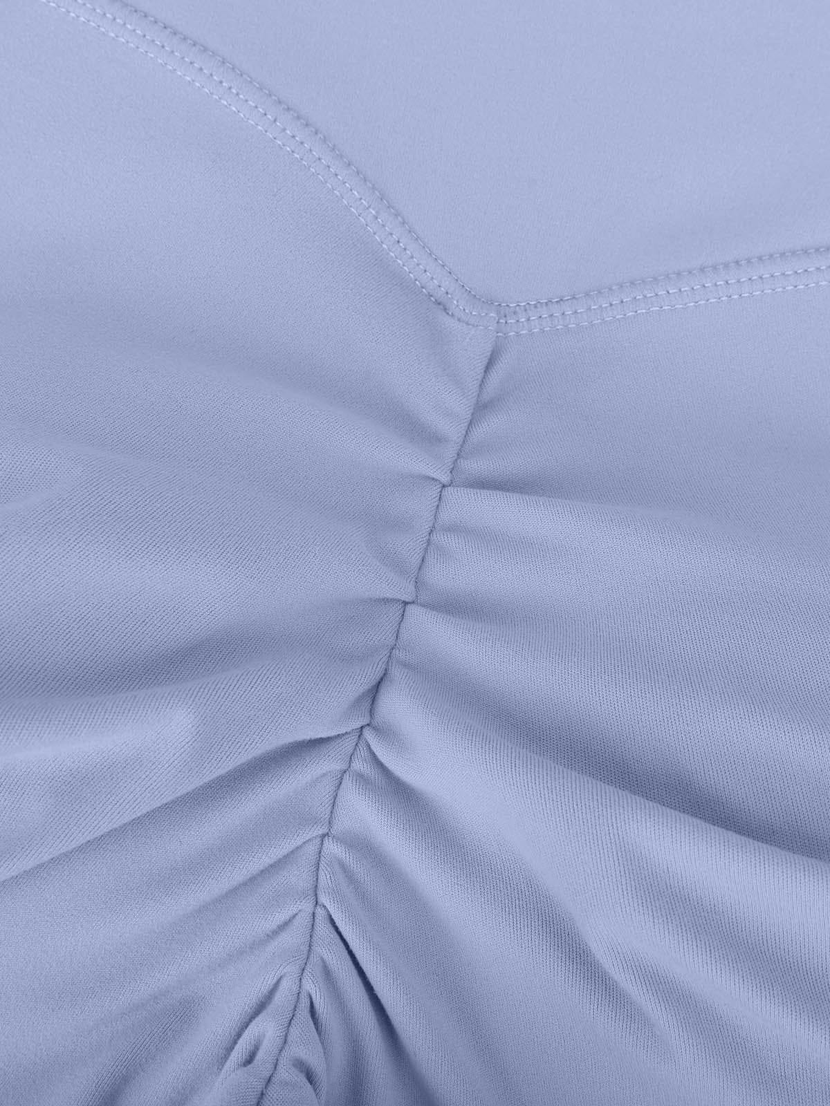 Detail of the flattering butt scrunch line on Lavender Blue Vractive lifting pants
