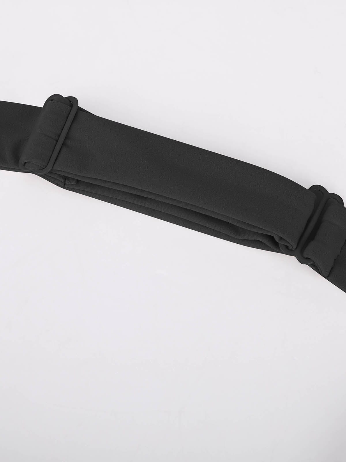 Detail shot of the wide halter neck straps on Standard Black Vractive sports bra ensuring comfortable support