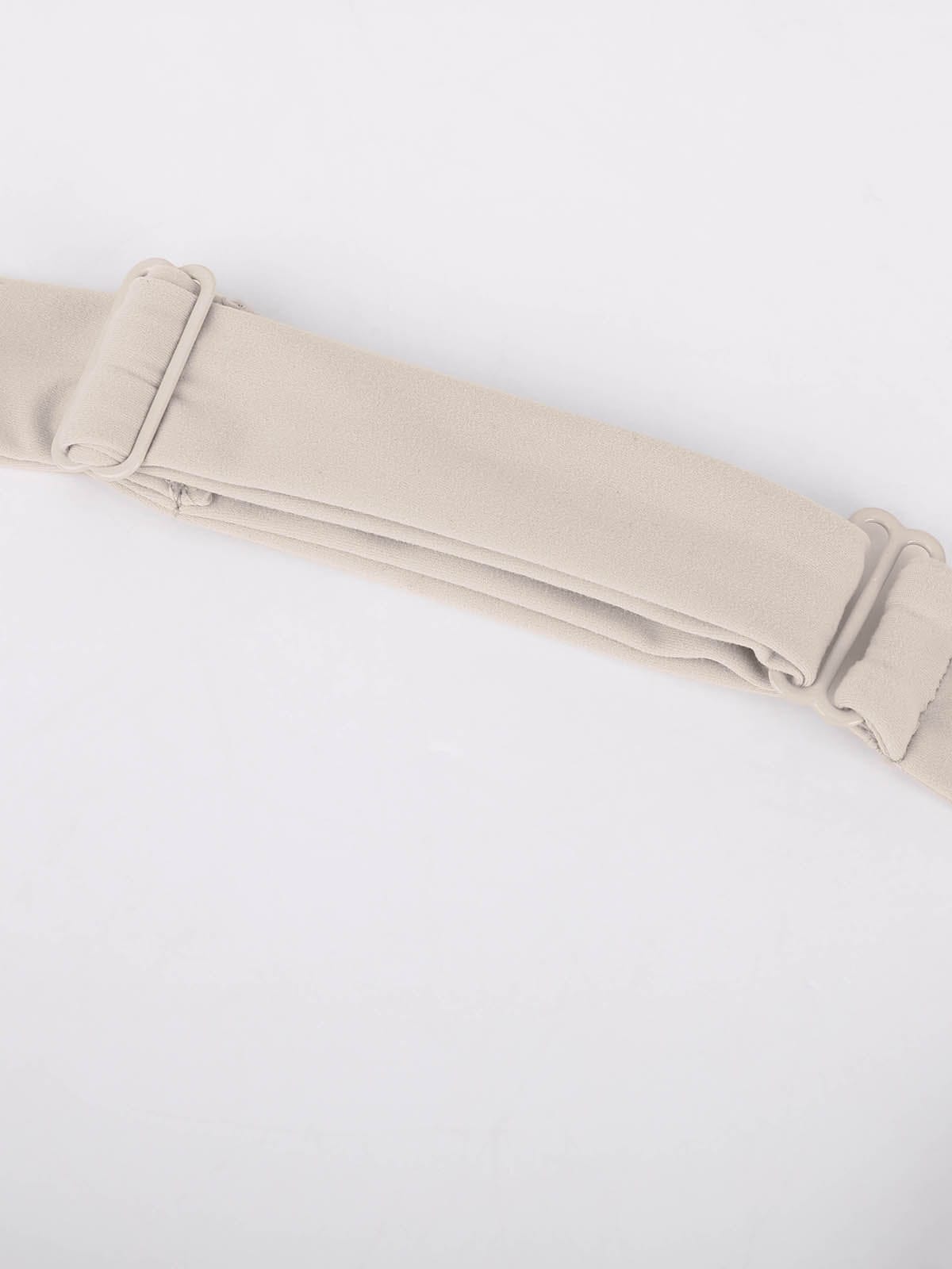 Close-up highlighting the supportive thick strap design on Light Khaki Vractive halter neck yoga bra