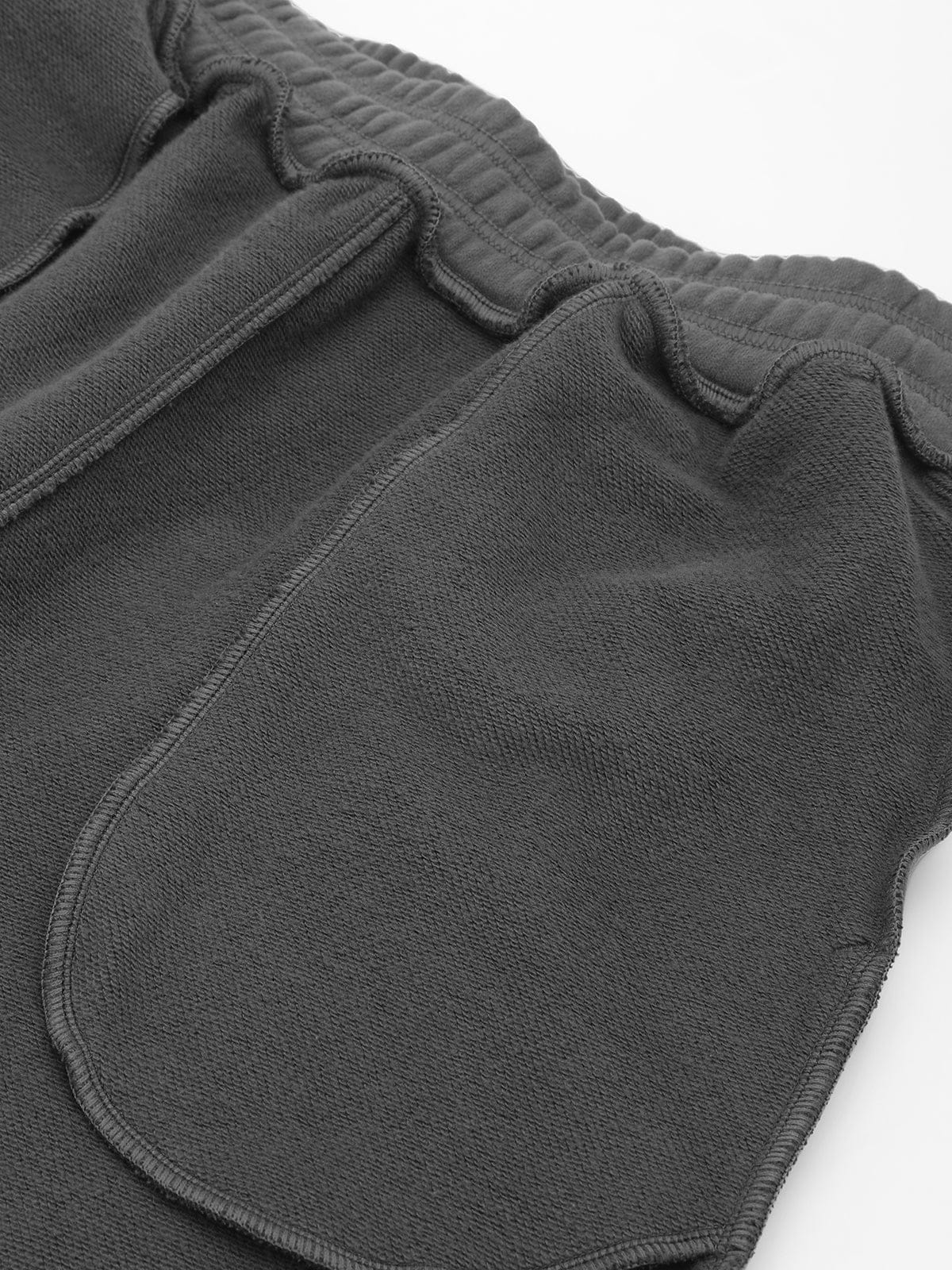 Inside view showing neat and durable inner waistband stitching on Taupe Vractive drawstring sweatpants