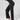 Side profile of Vractive Standard Black flared activewear pants showing leg-lengthening fit