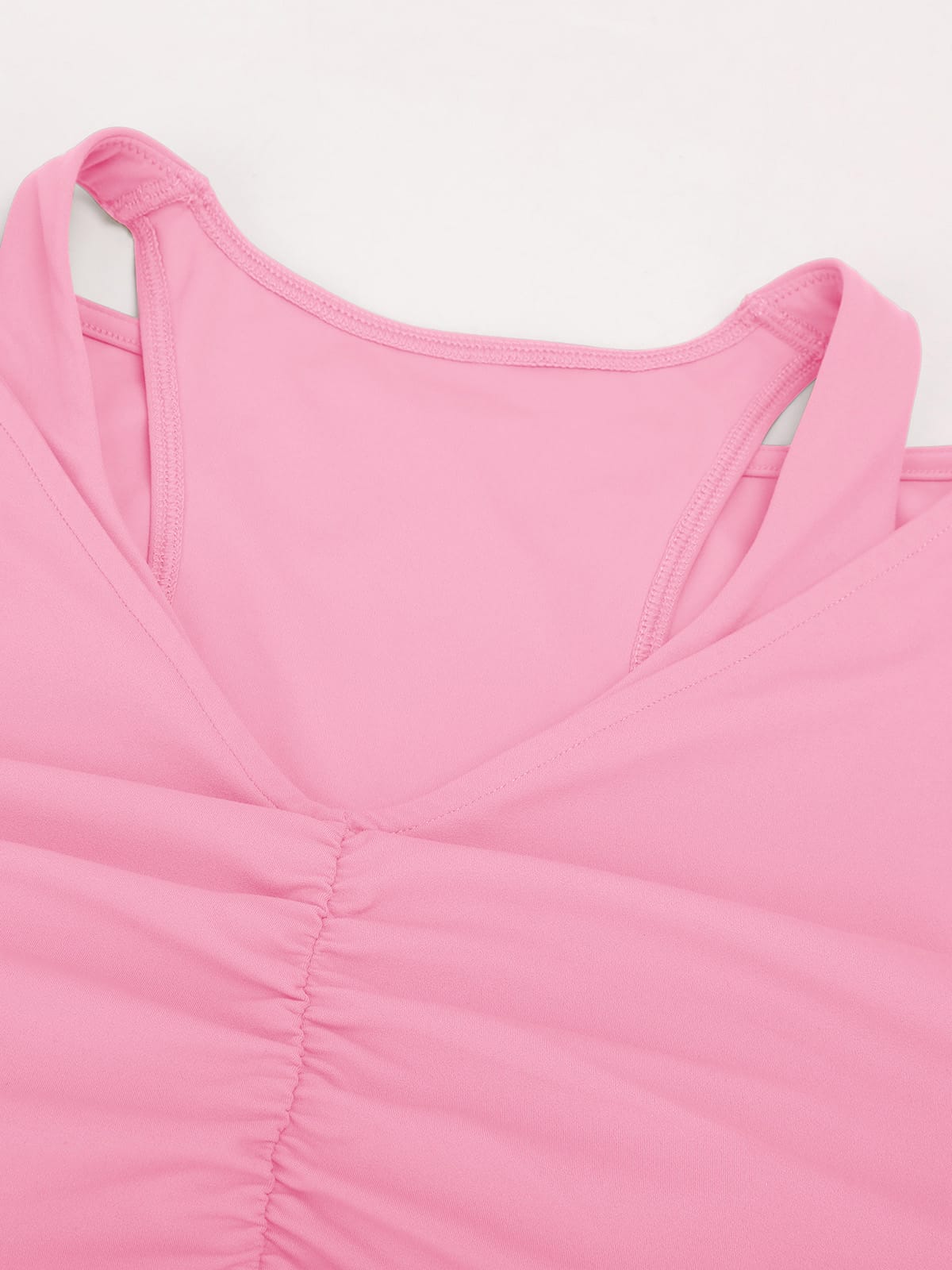 Pink fitted crop top fabric detail