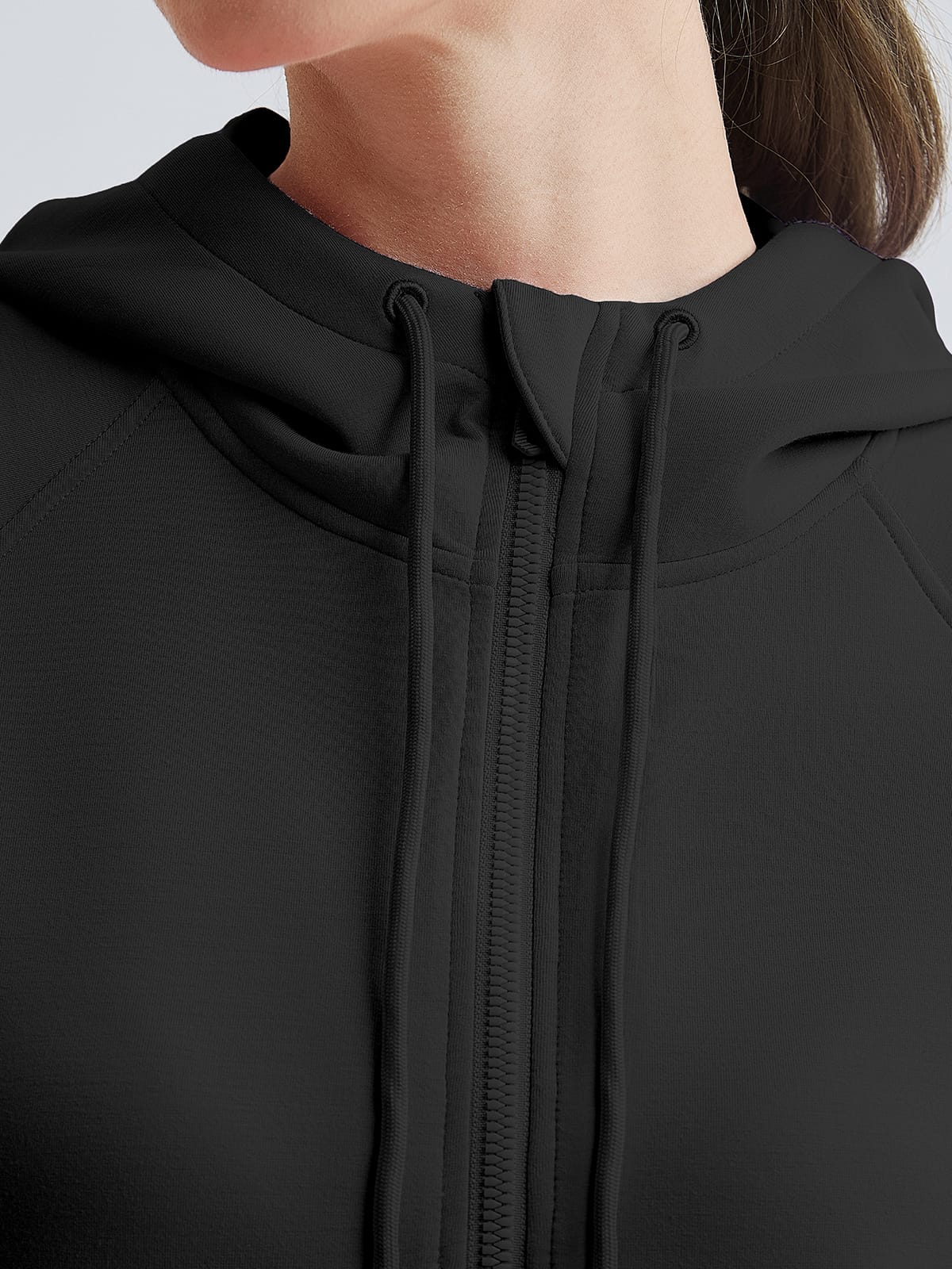 Wholesale Cropped Half-Zip Hoodie with Thumb Holes | Modal Blend