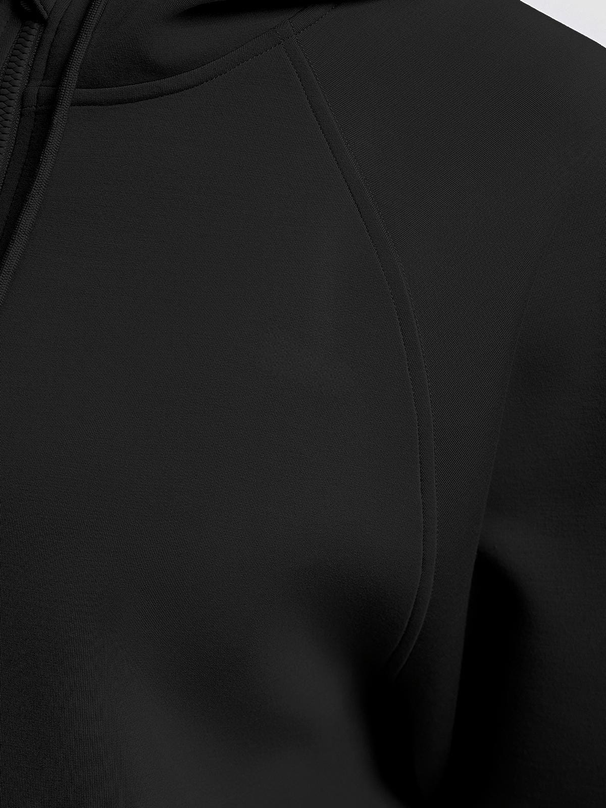 Wholesale Cropped Half-Zip Hoodie with Thumb Holes | Modal Blend