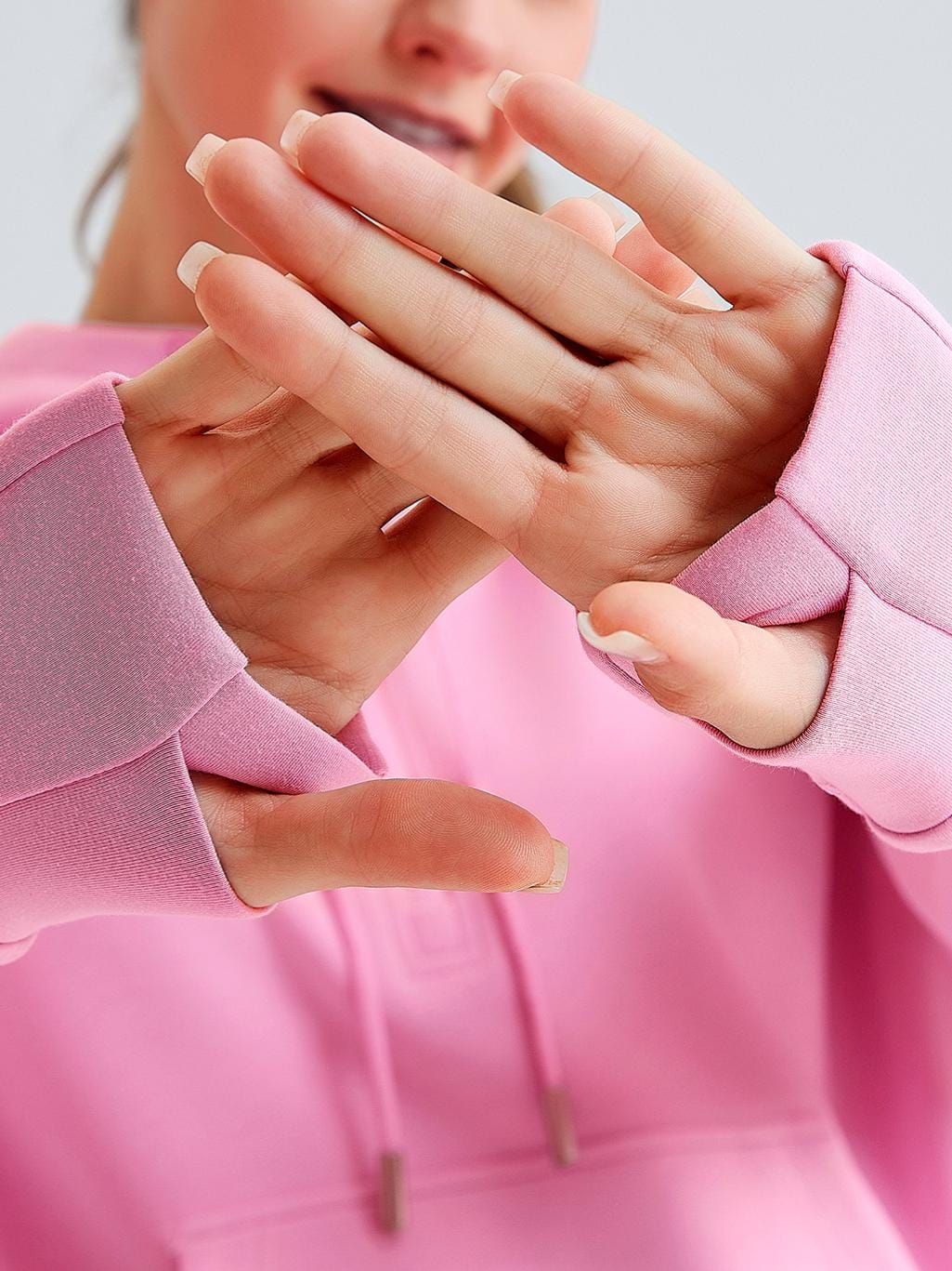 Cropped half zip modal hoodie with thumb holes