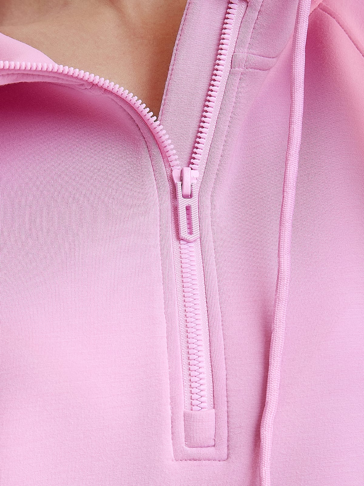 Soft modal fabric cropped hoodie detail