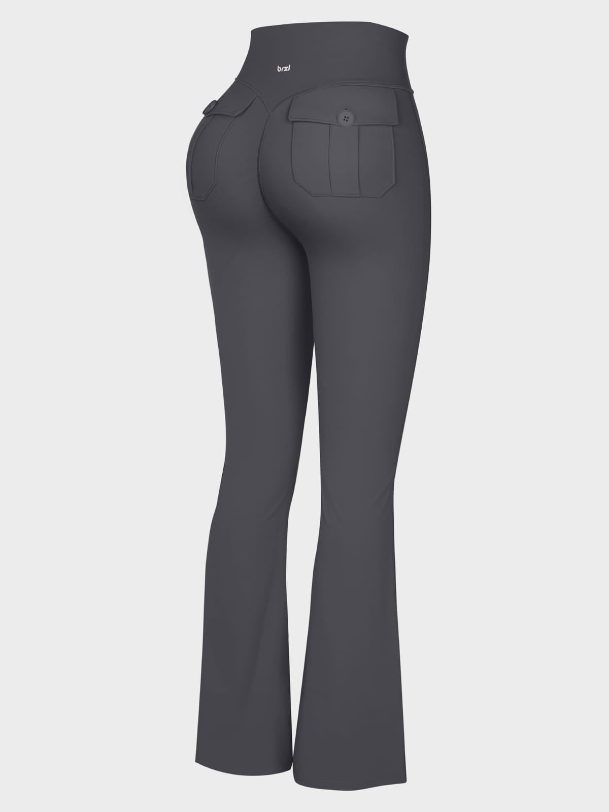 Wholesale Cargo Flare Leggings with Pockets – High Waist Butt-Lifting Yoga Pants