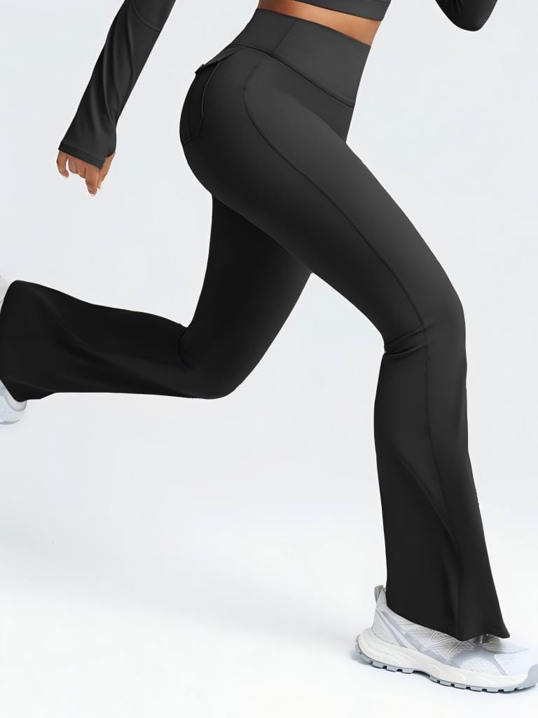 Wholesale Cargo Flare Leggings with Pockets – High Waist Butt-Lifting Yoga Pants