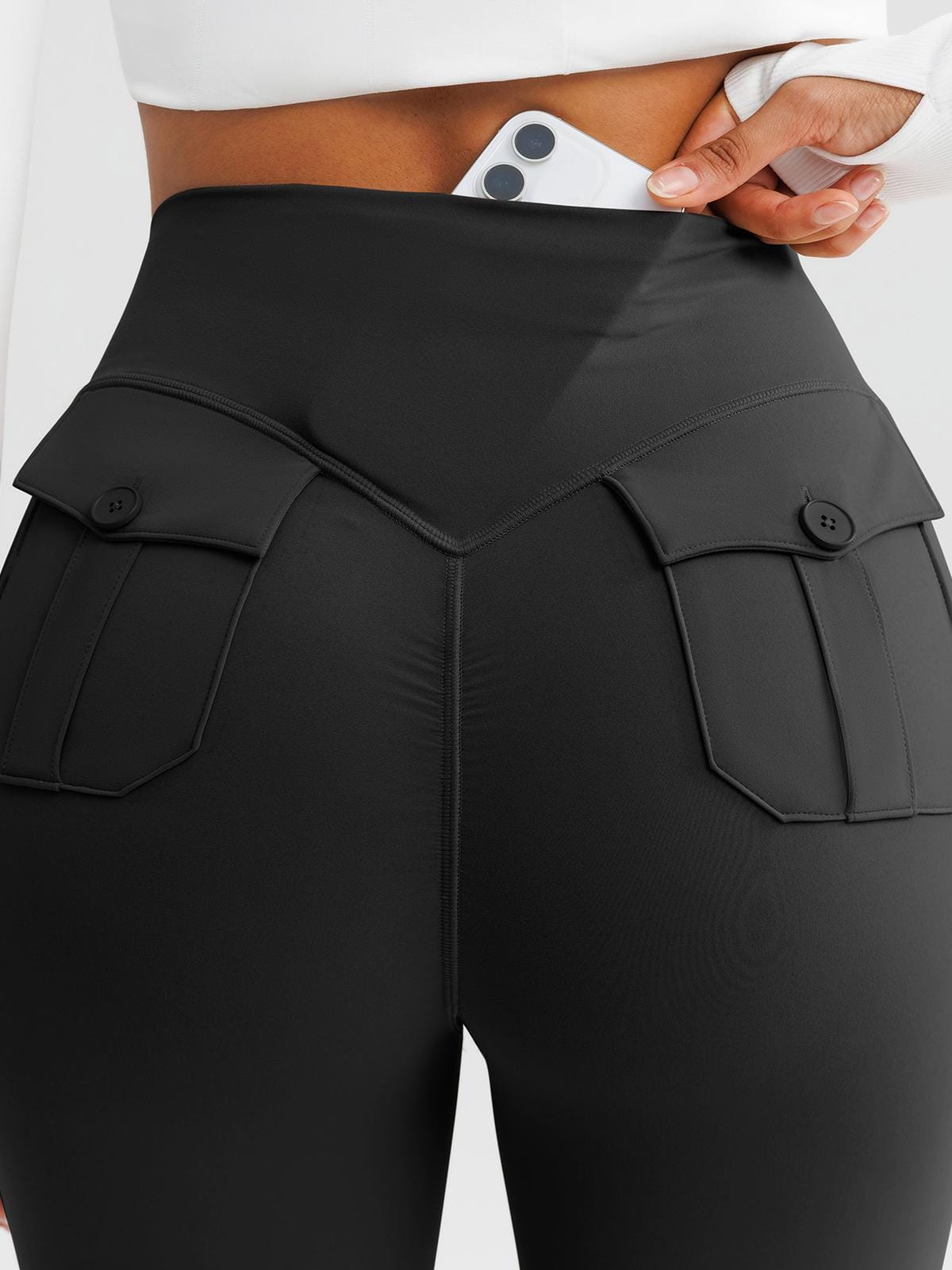 High waisted flared leggings with side pocket detail