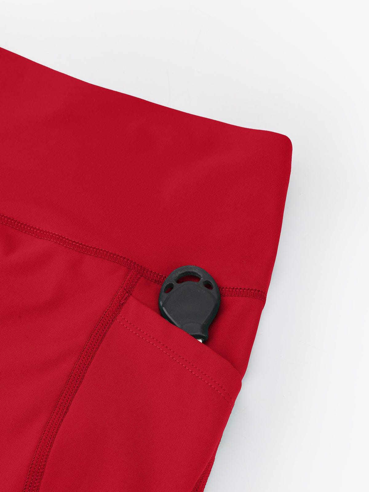 Side view of Vractive Chili Red biker shorts highlighting convenient side pockets