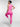 Back view of pink Vractive seamless yoga leggings, peach buttocks shaping with double-layer waistband
