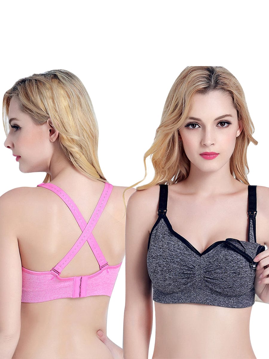 Back view of pink Vractive seamless bra, wholesale wireless bra with free extenders
