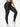 Back view of black Vractive ruched high rise yoga legging, ankle length fast shipping activewear
