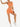 Orange Vractive seamless yogawear suit in active pose, low neckline sleeveless workout clothes
