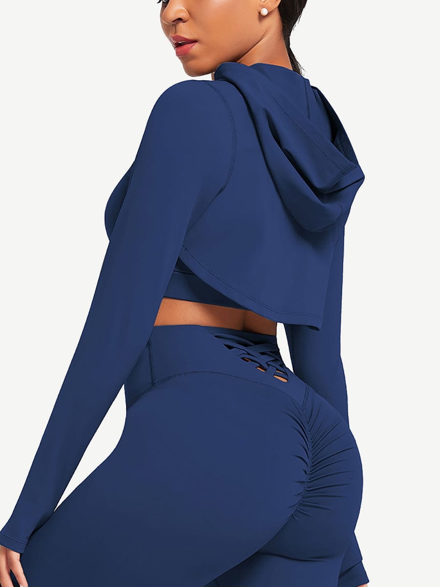 Wholesale Hooded Neck Detachable Cups Crop Top For Runner