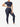 Side view of dark blue Vractive short sleeves high waist yoga suit, moisture wicking fitness set
