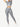 Side view of light grey Vractive short sleeves high waist yoga suit, moisture wicking fitness set
