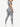 Side back view of light grey Vractive short sleeves high waist yoga suit, moisture wicking fitness set
