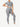 Side view of light grey Vractive short sleeves high waist yoga suit, moisture wicking fitness set
