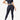 Side view of dark blue Vractive short sleeves high waist yoga suit, moisture wicking fitness set

