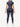 Back view of dark blue Vractive short sleeves high waist yoga suit, moisture wicking fitness set
