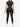 Back view of dark blue Vractive short sleeves high waist yoga suit, moisture wicking fitness set
