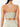Back view of light green Vractive seamless sports bra, wash ribbed fabric with heart neckline