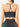 Back view of black Vractive seamless sports bra, wash ribbed fabric with heart neckline
