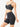 Side view of black Vractive seamless wash ribbed fabric sports bra, heart neckline activewear

