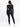Back view of black Vractive seamless square neck jumpsuit, long sleeve with thumb holes
