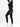 Side view of black Vractive seamless thumb hole jumpsuit, square neck long sleeve activewear
