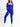 Front view of blue Vractive seamless square neck jumpsuit, long sleeve with thumb holes
