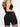 Back view of black Vractive seamless square neck one piece sport romper, seamless activewear
