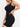 Side view of black Vractive seamless square neck sport romper, one piece activewear
