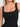 Square neck detail of black Vractive seamless one piece sport romper, seamless activewear
