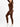 Side view of brown Vractive seamless thumb hole jumpsuit, square neck long sleeve activewear
